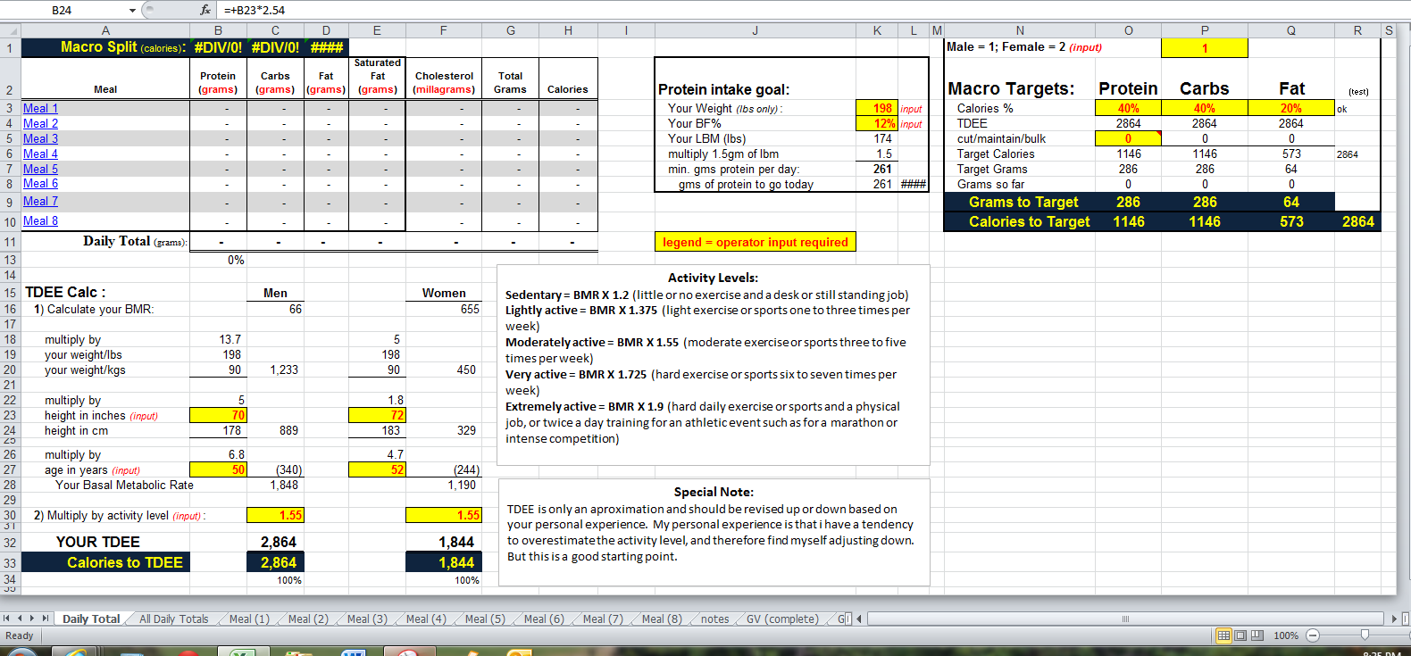 Macro calculator. 5 Activity Levels Calories. What is LBM.